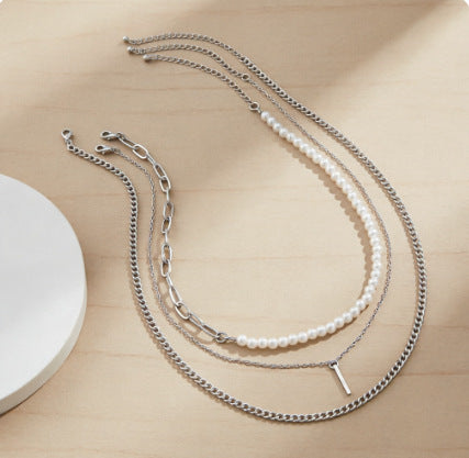 Wholesale Fashion Layered Gold Stainless Steel Segment Necklace Jewelry Accessory Gift