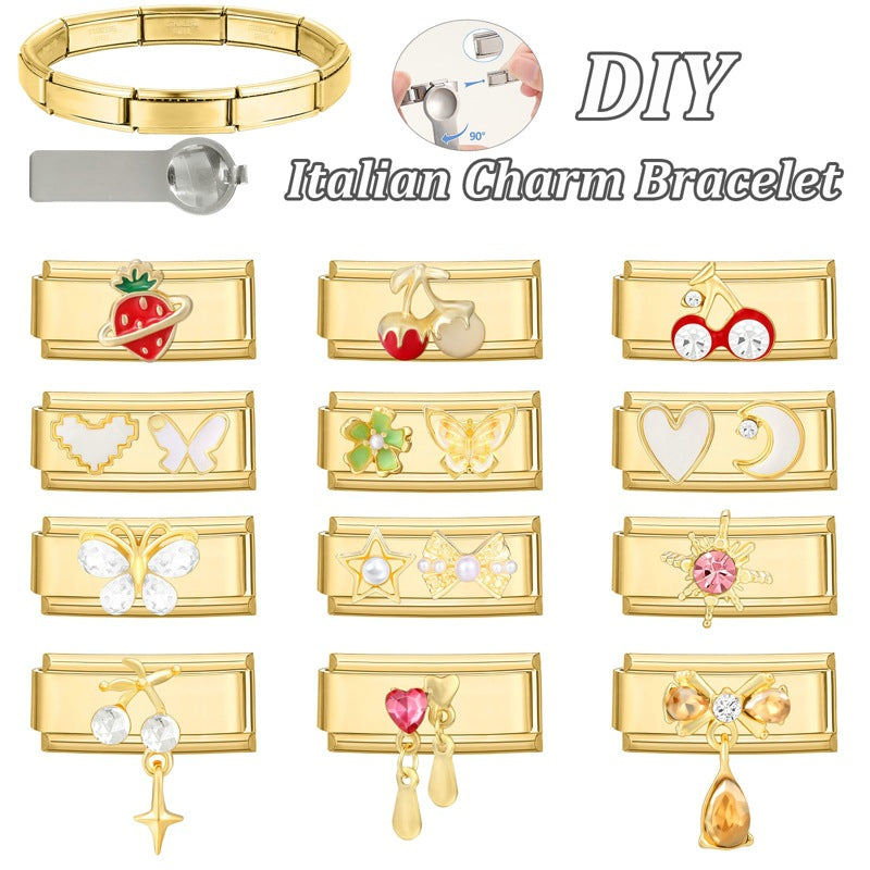 Wholesale 9mm Italian Charm Starter Bracelets DIY Long Terms Stainless Steel Composable Bracelet