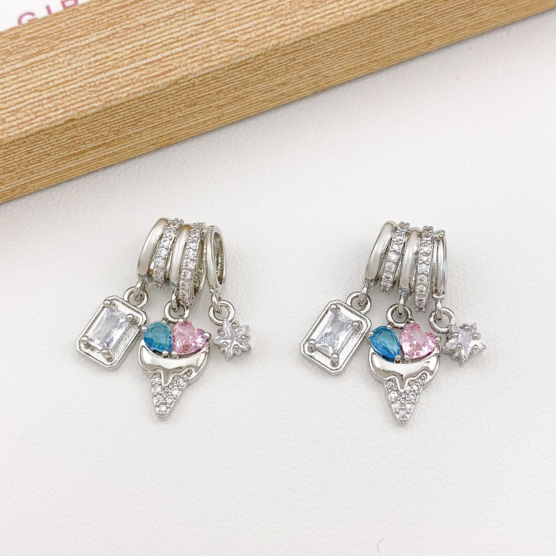 Wholesale Pendant Square Heart Micro-Paved Zircon DIY Jewelry
