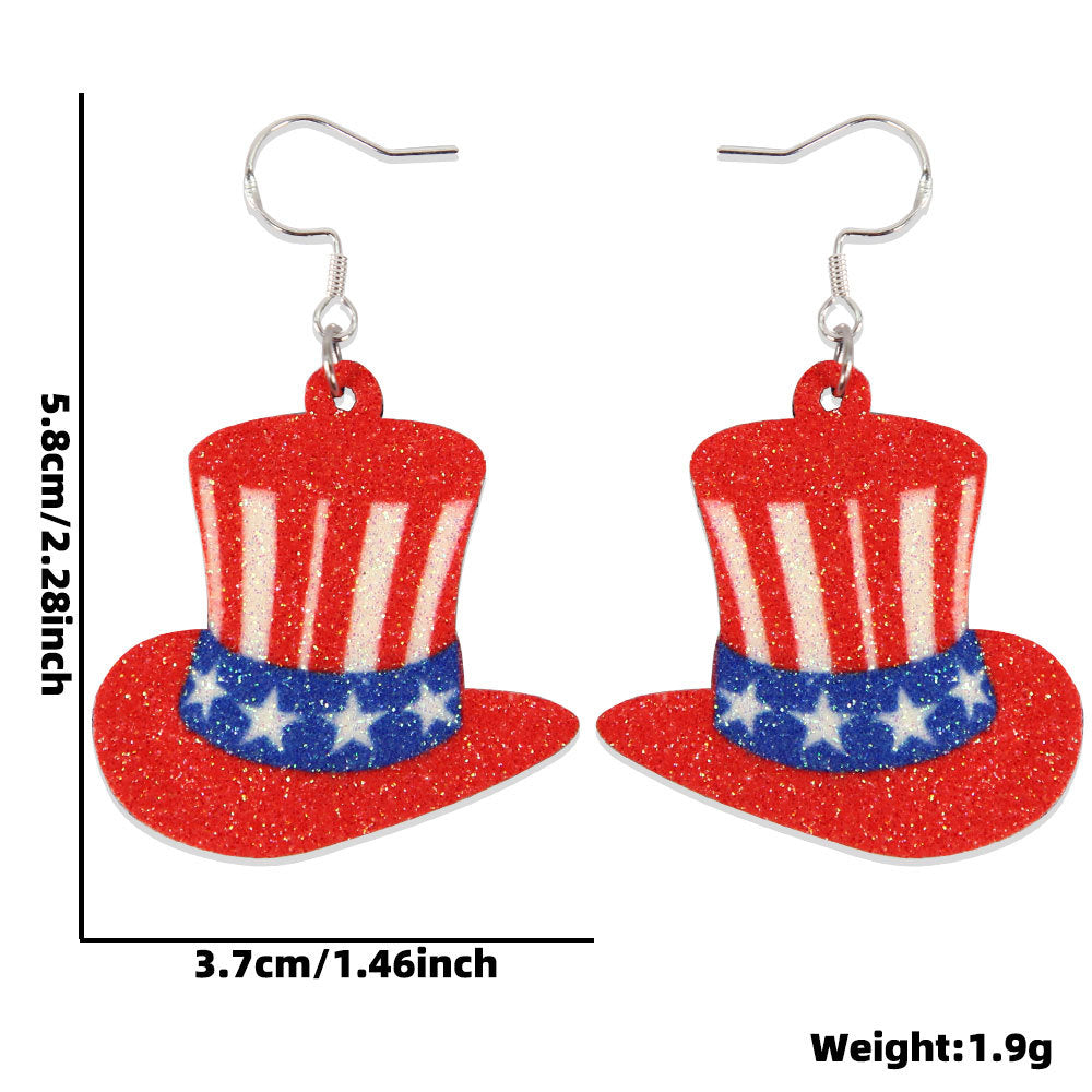 Wholesale Independence Day Earrings  Flag Pentagram Pendant Earrings