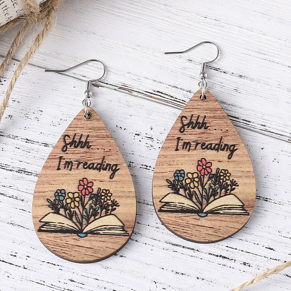 Wholesale Graduation Season Water Drop Hanging Wood Earrings ACC-ES-ChuLian080