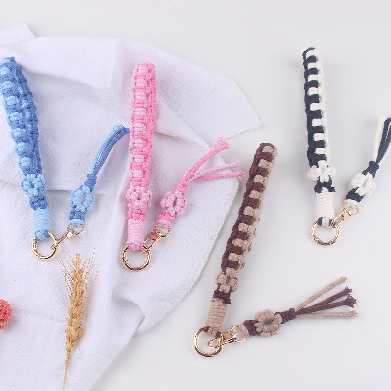 Wholesale Hand-woven Daisy Pattern Lanyard Keychain