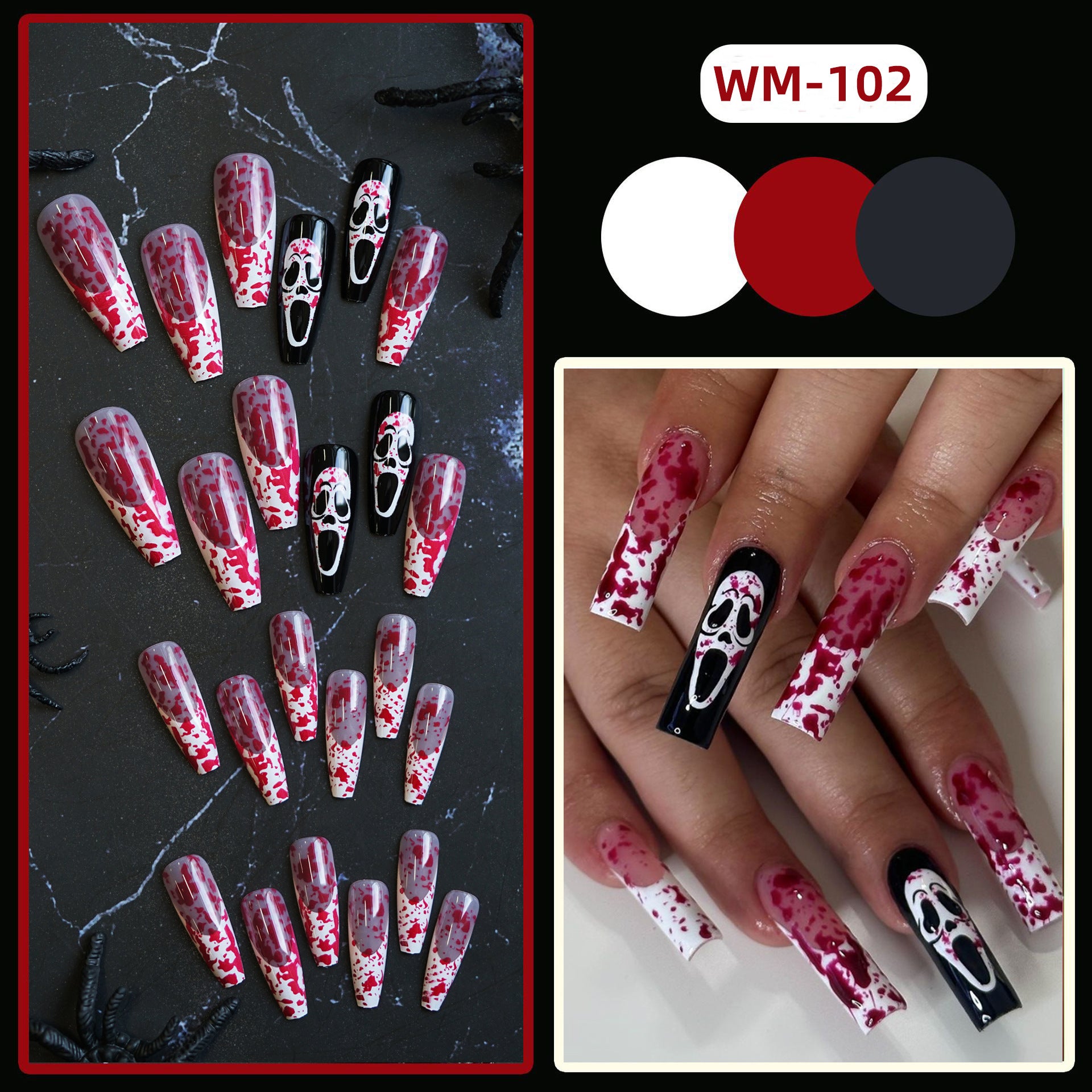 Wholesale 24 Pieces/ box  Blood  Nails Kits Nail Stickers