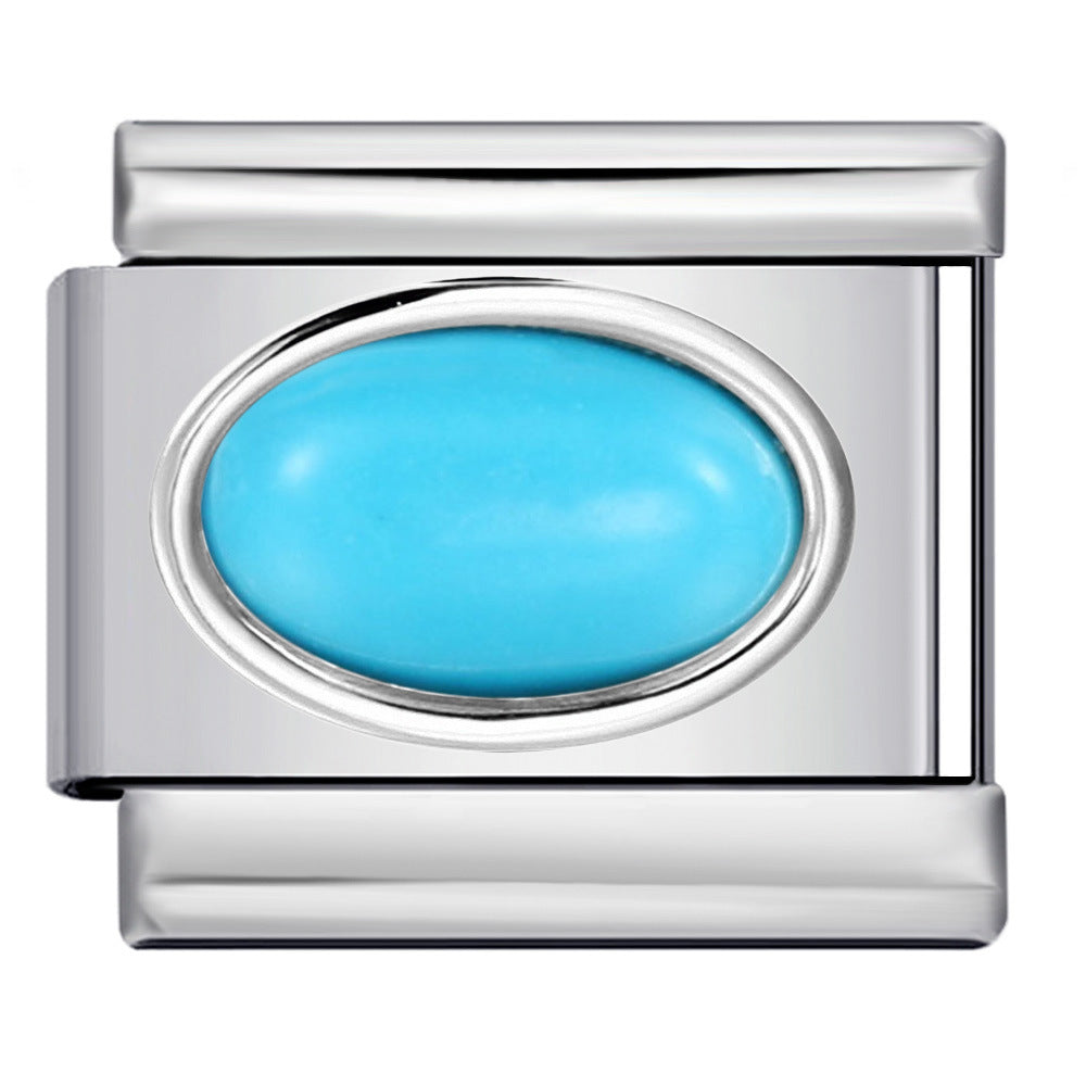 Wholesale Italian Charm Bracelet 9mm DIY Splicing Removable Oval Color Stone Stainless Steel Composable Bracelet