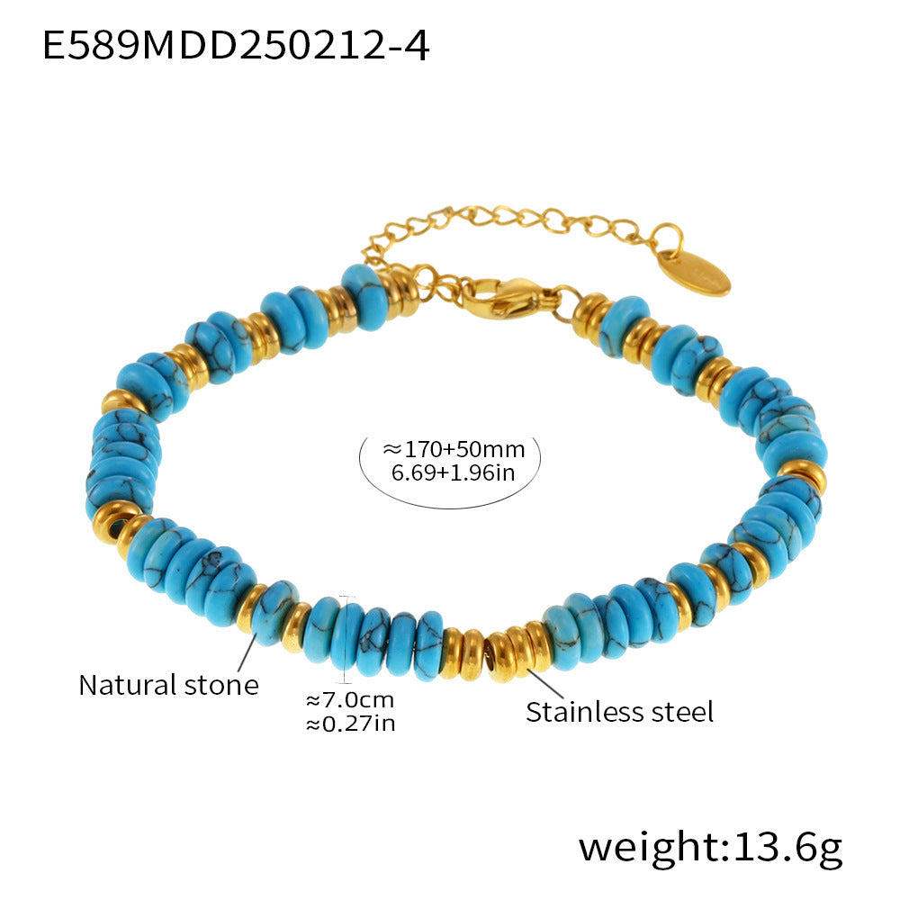 Wholesale Titanium Steel  Natural Stone Abacus Beads Bracelet