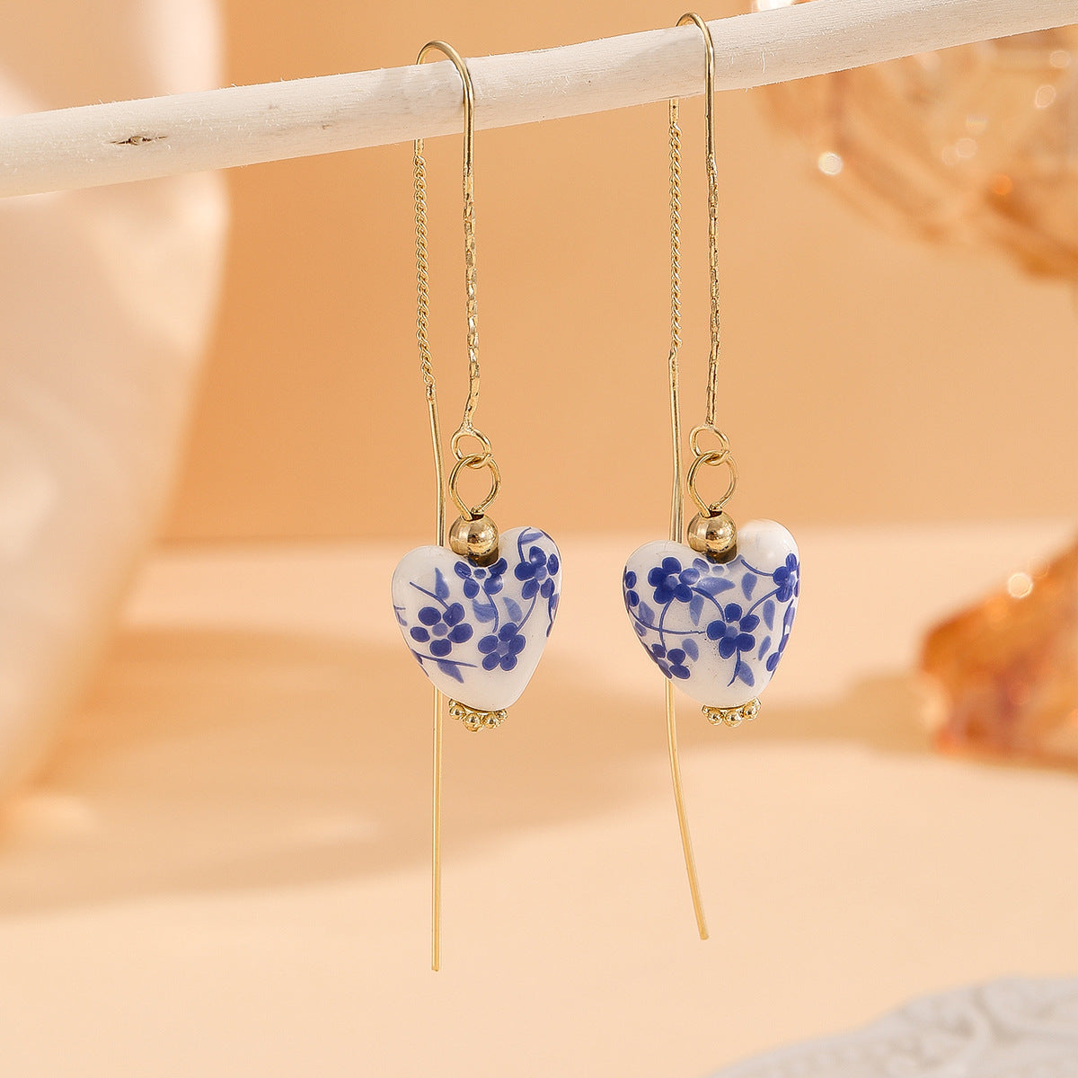 Wholesale Cup and Plate Shaped Ceramic Blue and White Porcelain Earrings