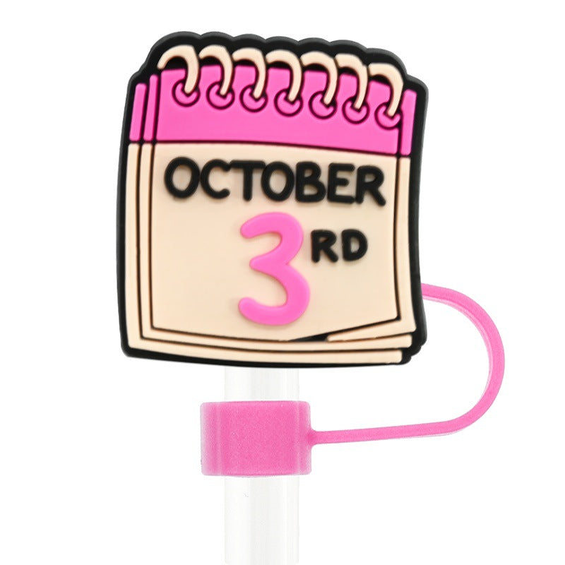 Wholesale Random 100pcs Cartoon Party Decoration 10mm PVC Soft Straw Tube Cap ACC-SCR-RYY124