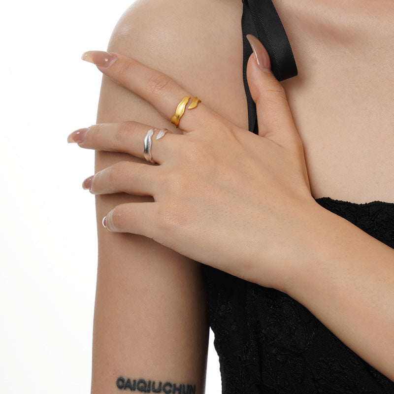 Wholesale All-match S925 Sterling Silver  Frosted Wave Ring