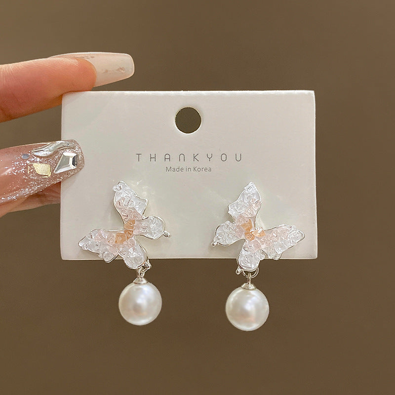 Wholesale 2026 Collection: Women' s Micro-Pavé Zircon Bowknot Earrings — S925 Silver Posts,  Niche-Style High-End Pearl Studs