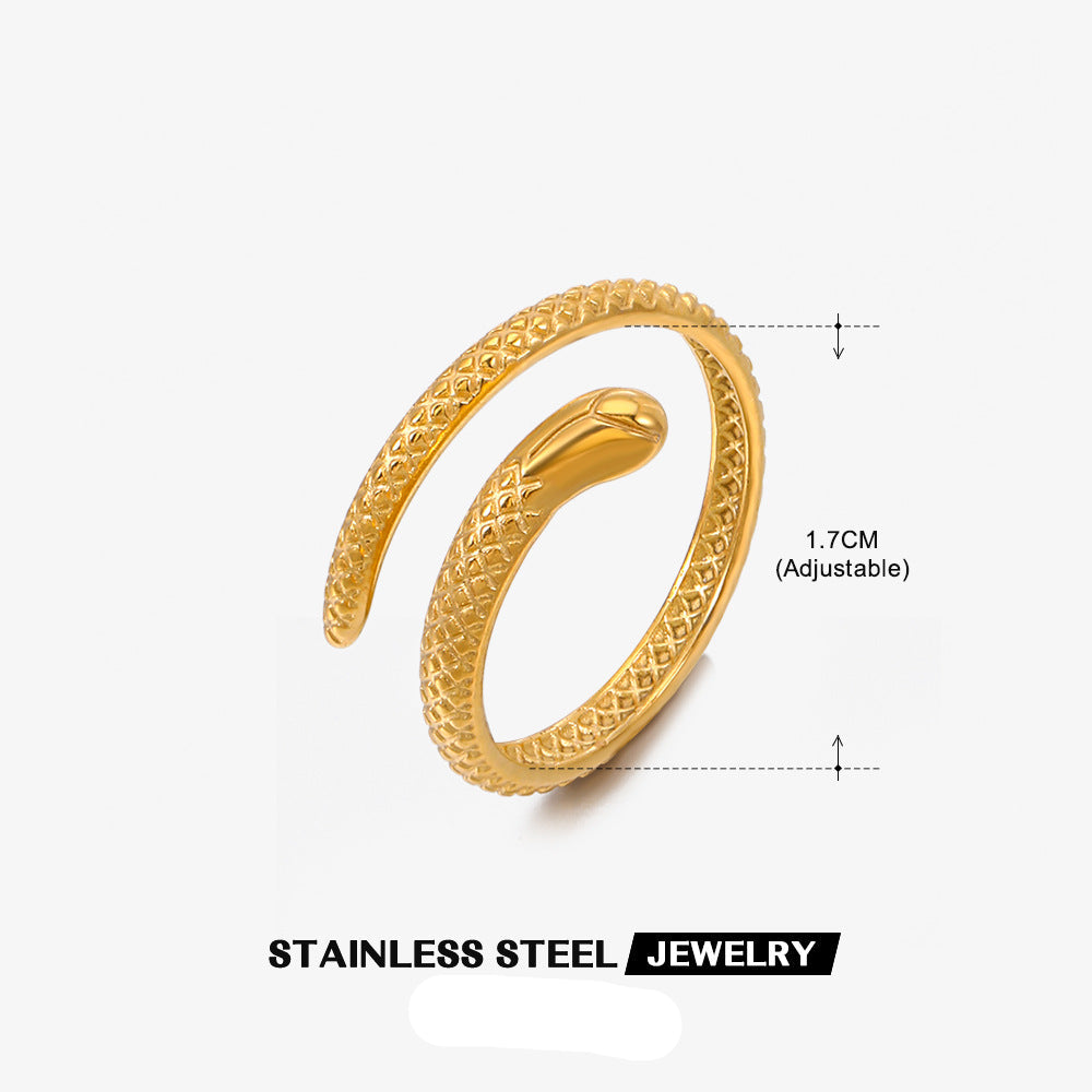Wholesale Stainless Steel Snake Open Adjustable Ring