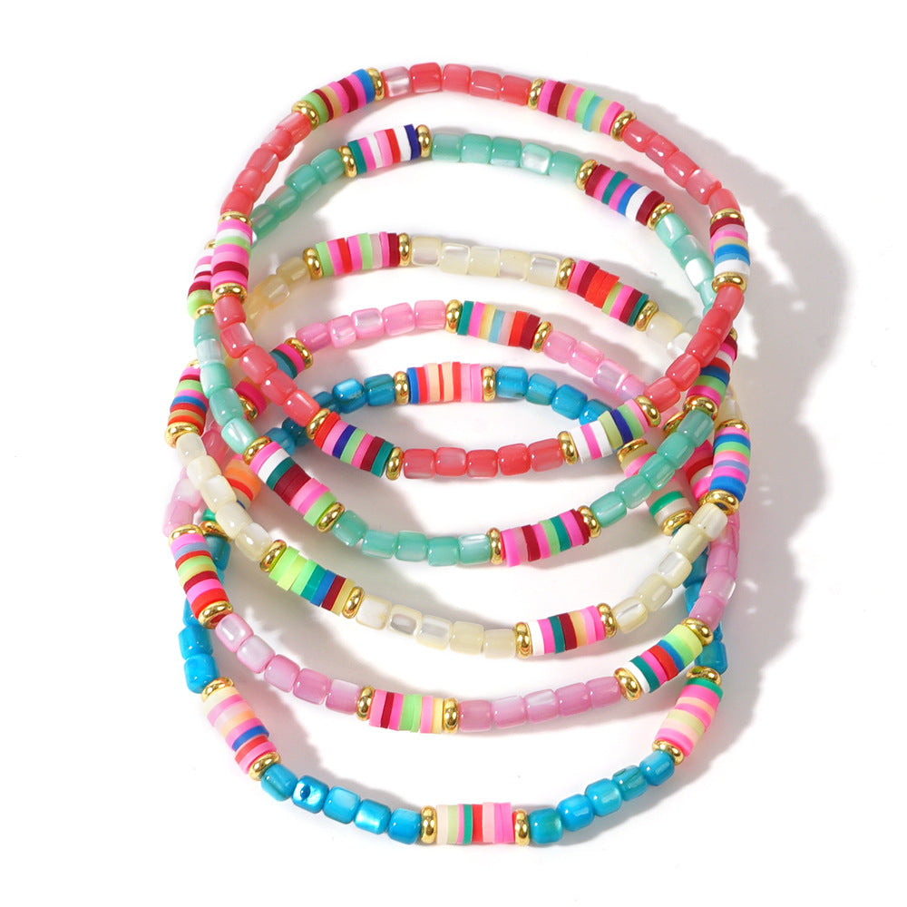 Bracelet de perle cylindrique perle coloré de glace colorée