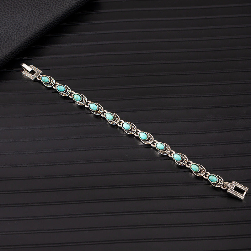 Wholesale Boho Ethnic Turquoise Bracelet Alloy Rhinestone Jewelry Accessory for Women