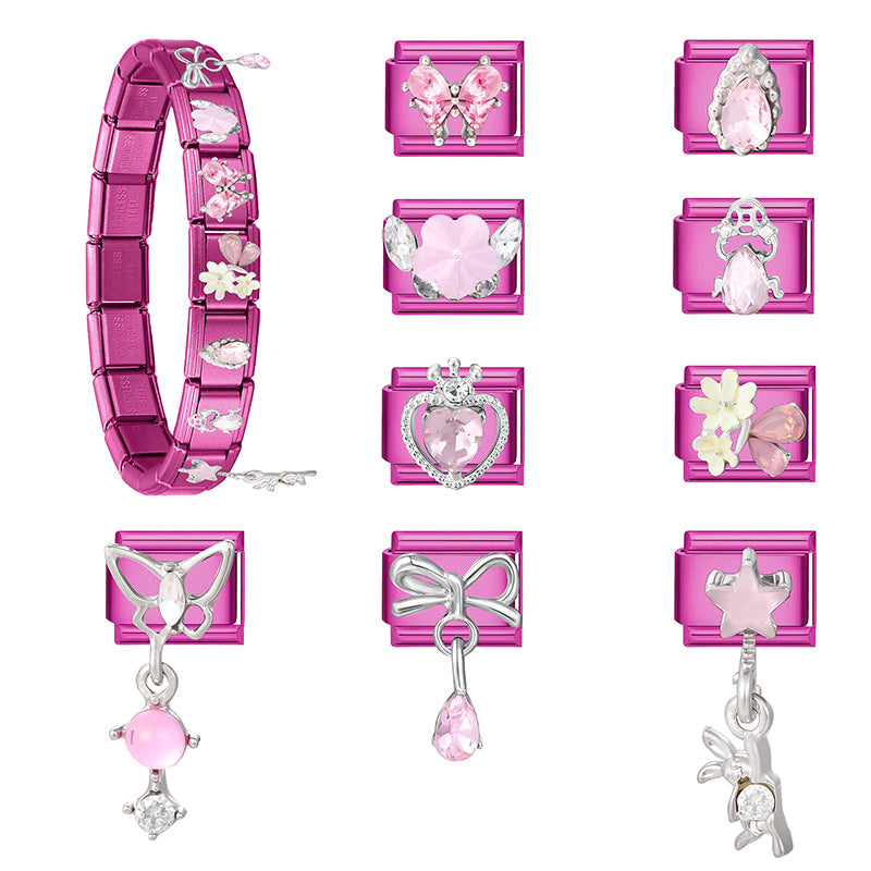 Wholesale 9mm Italian Charm Starter Bracelets DIY square Single Section Creative Stainless Steel Composable Bracelet