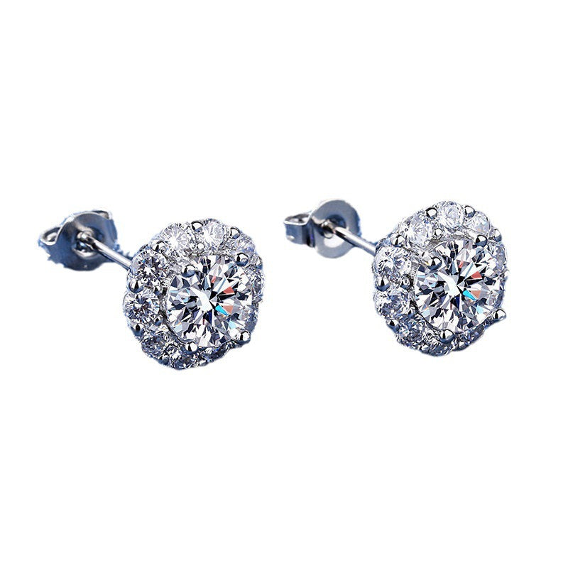 Wholesale moissanite earrings female sunflower 1 karat  earrings