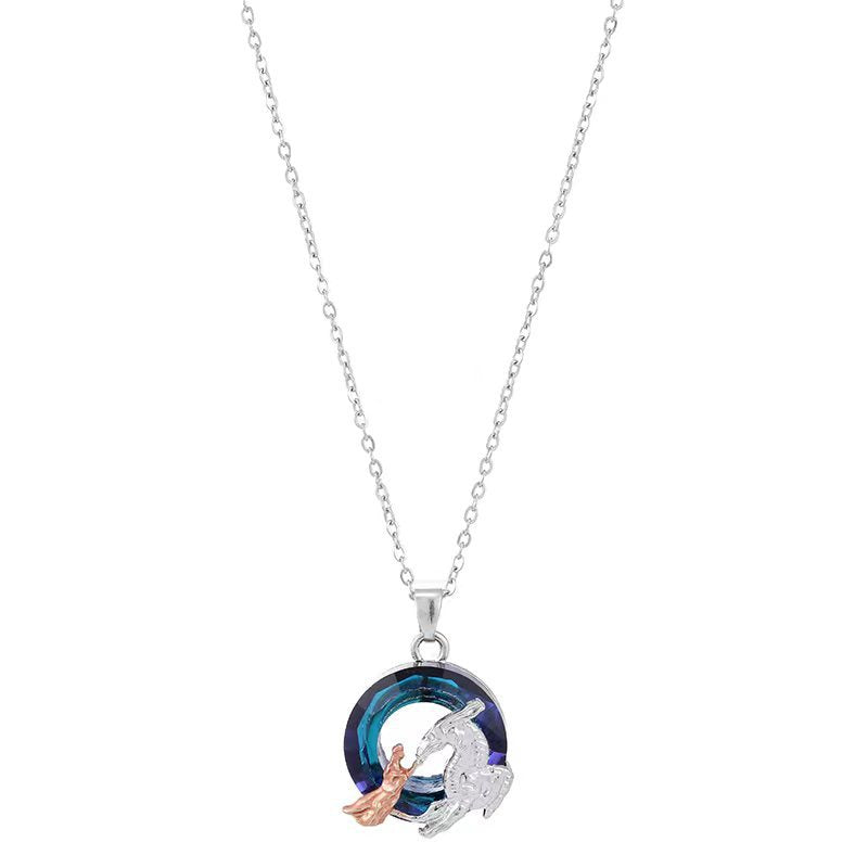 Wholesale Unicorn Pendant Zinc Alloy Multicolor Cross Chain Necklace ACC-NE-YunJin003