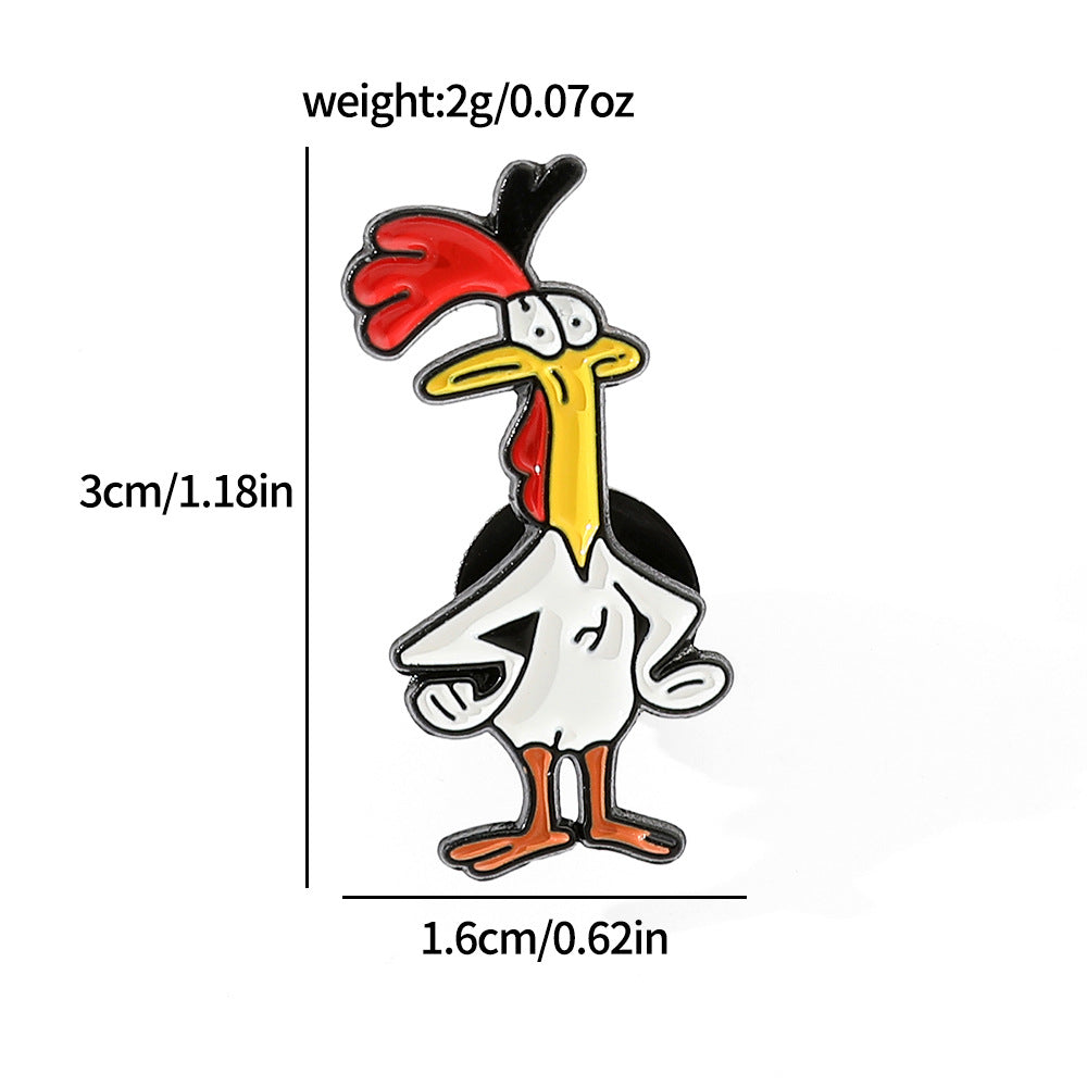 Wholesale Cartoon Creative Personality Chicken and Cow Metal Brooch