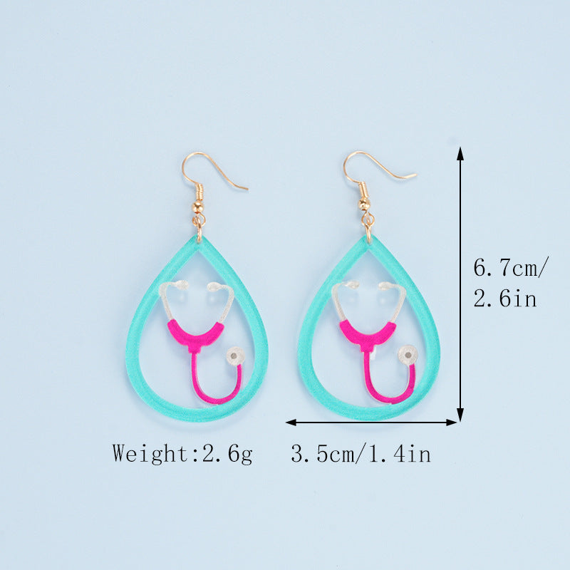 Wholesale Acrylic  Nurses Day Earrings Pink Blue Earrings