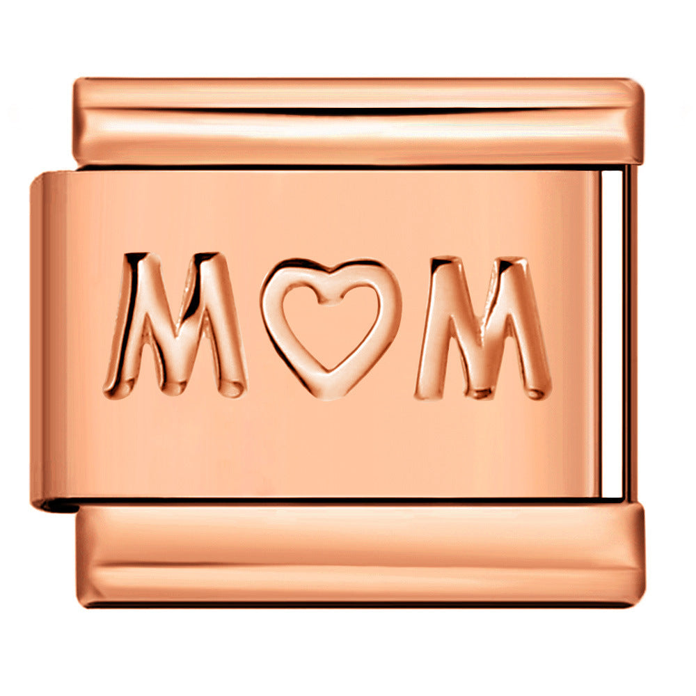 Wholesale Italian Charm Bracelet 9mm DIY Splicing Rose Gold Series Stainless Steel Composable Bracelet