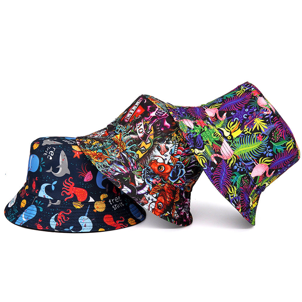 Wholesale Cartoon anime double sided fisherman hat bucket hat