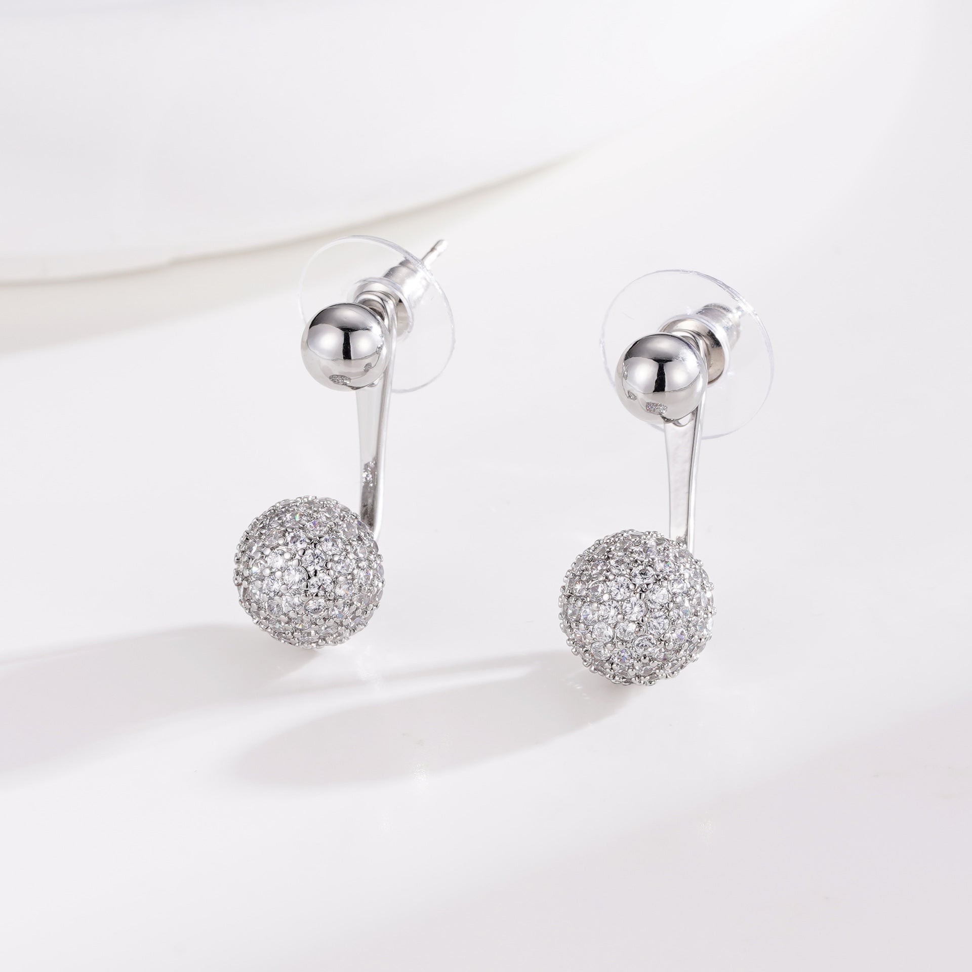 Wholesale  Micro-inlaid Zircon U-shaped Line Earrings