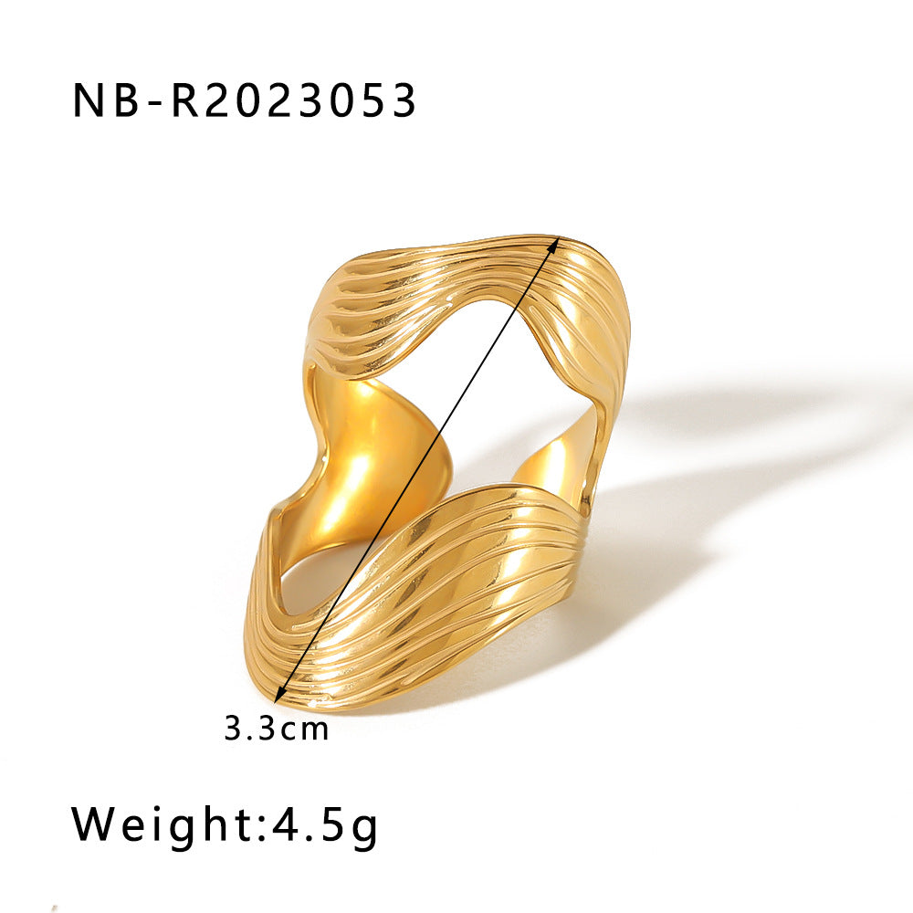 Wholesale Leaf Geometric Hollow Flower 18k Gold Plated Snake Shaped Titanium Steel Ring Stainless Steel ACC-RS-Xiny002