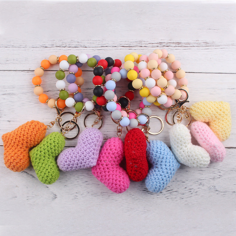 Wholesale Cartoon Love Wool Silicone Beaded Wrist Keychain ACC-KC-GuangTian050
