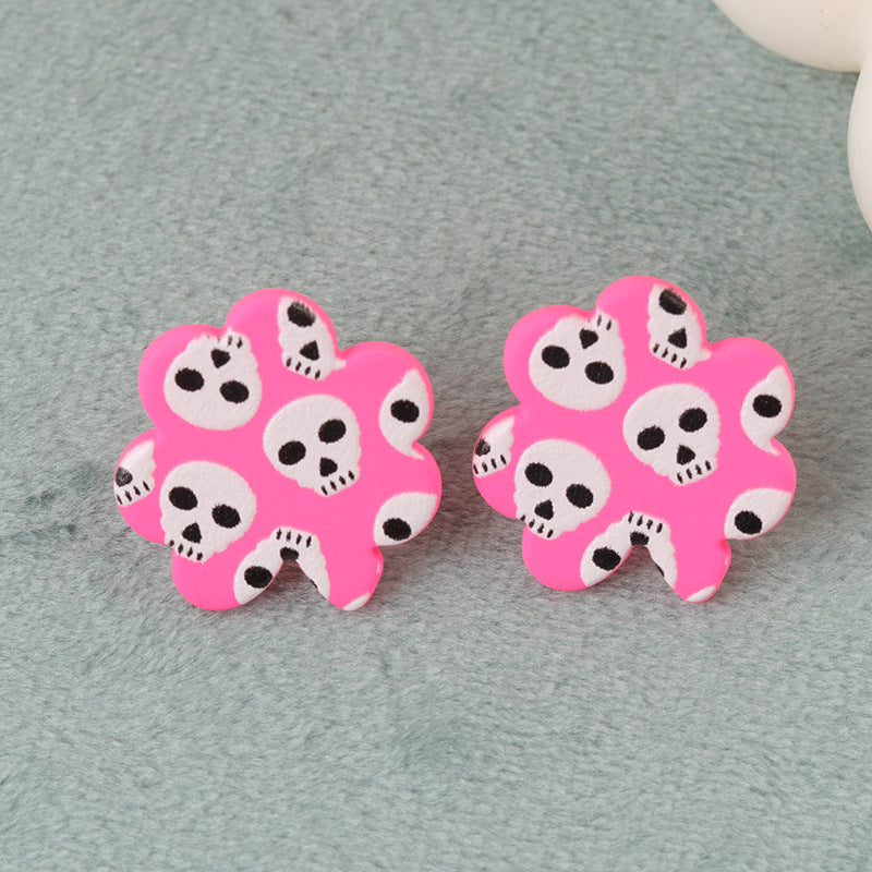 Wholesale   Ghost Bat Geometric Flowers Acrylic Earrings