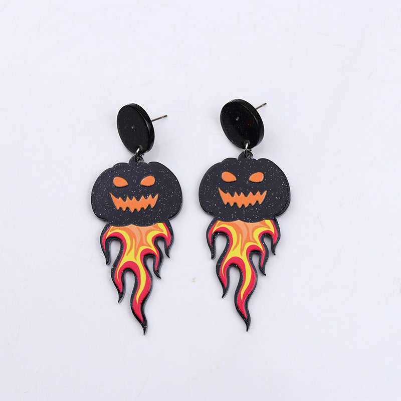 Wholesale  Halloween Earrings  Personalized Acrylic Pumpkin Skull Flower Ghost Earrings