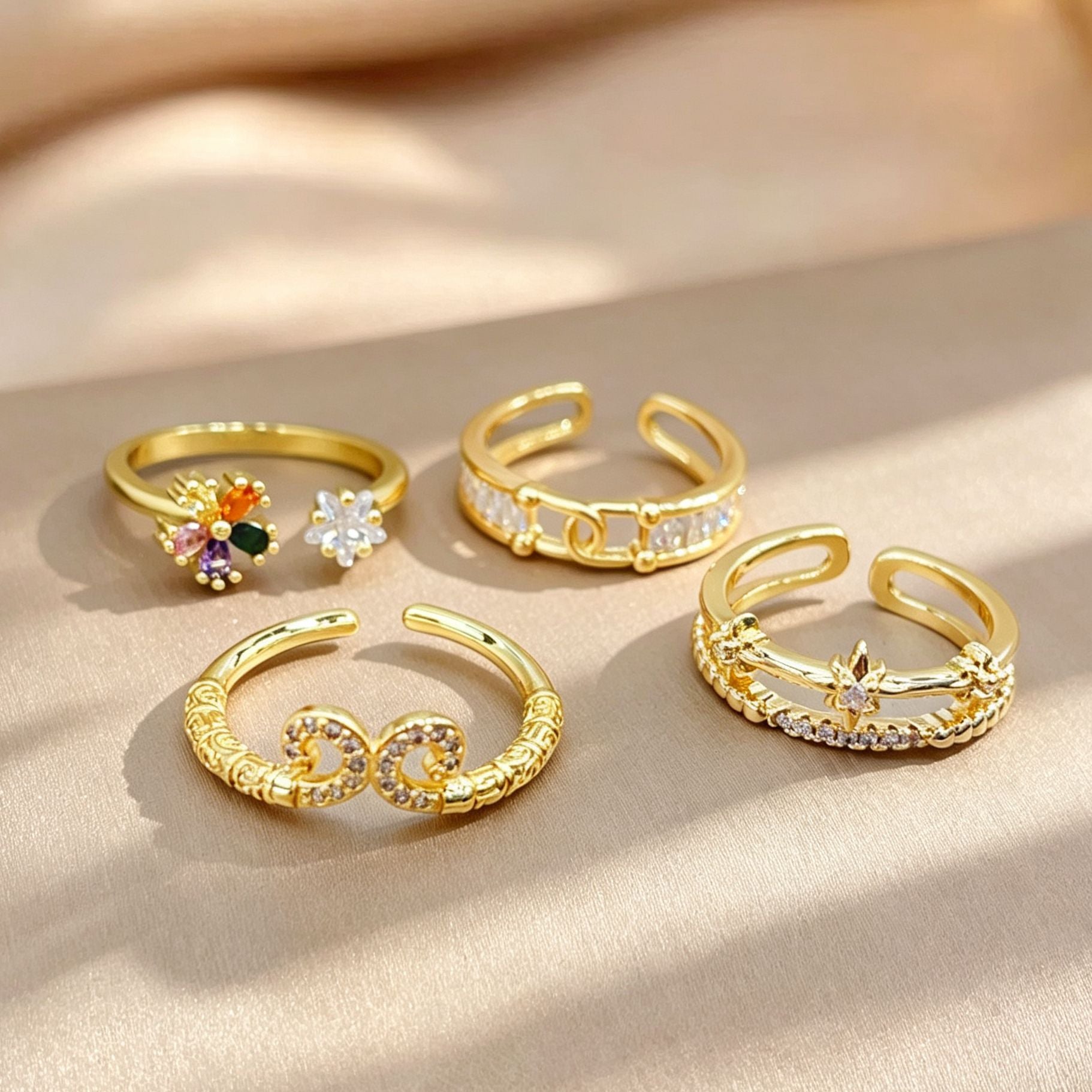 Wholesale Gold Plated Star Burst Crown Ring Adjustable Open Fashion Accessory for Women Gift Boutique