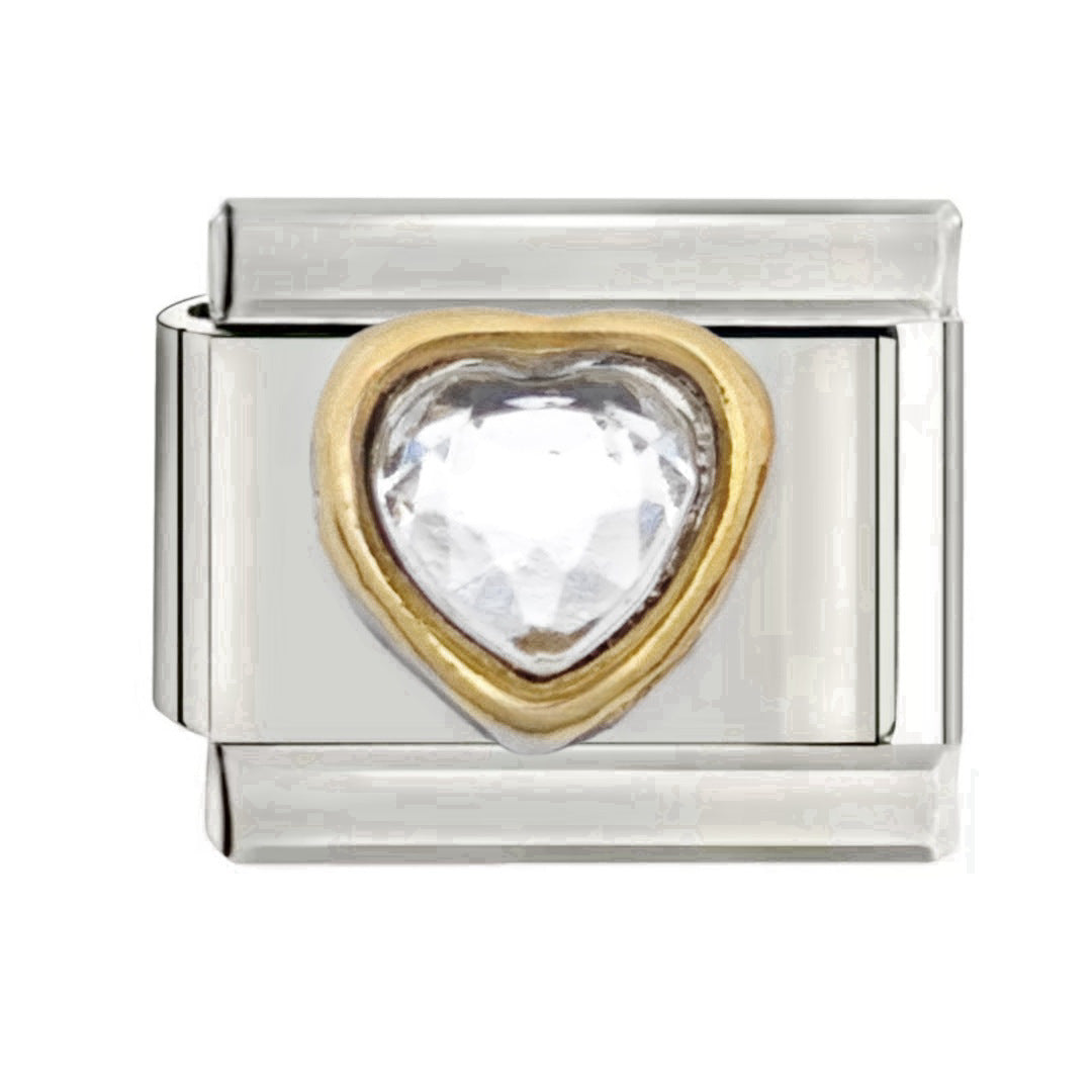 Wholesale Italian Charm Bracelet 9mm DIY  Heart-Shaped Gemstone Series Creative Stainless Steel Composable Bracelet