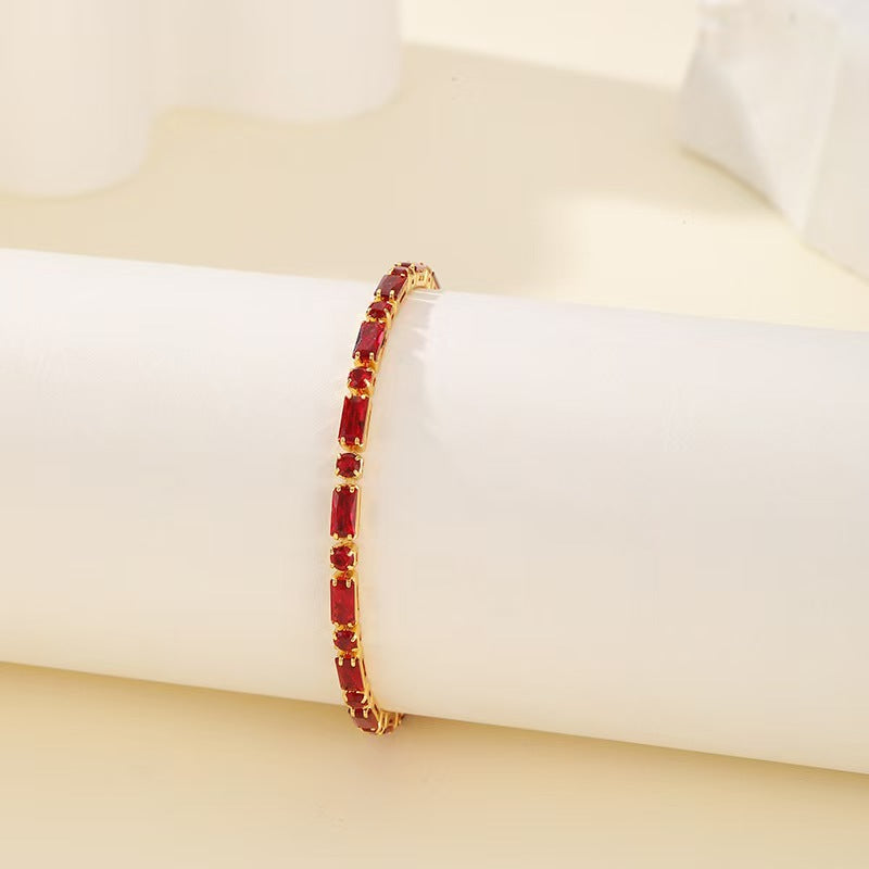 Wholesale Women S Chic Pink Zircon Geometric Bracelet Copper Fashion Jewelry Accessory For Everyday Wear And Gifting