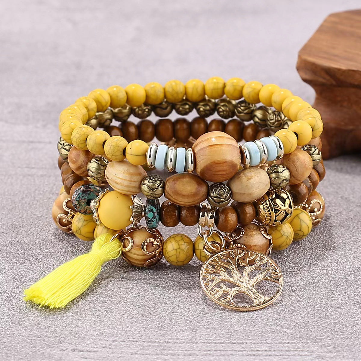 Wholesale Bohemian Multi-layer Wood Beads Beaded Bracelet ACC-BT-FengLi006