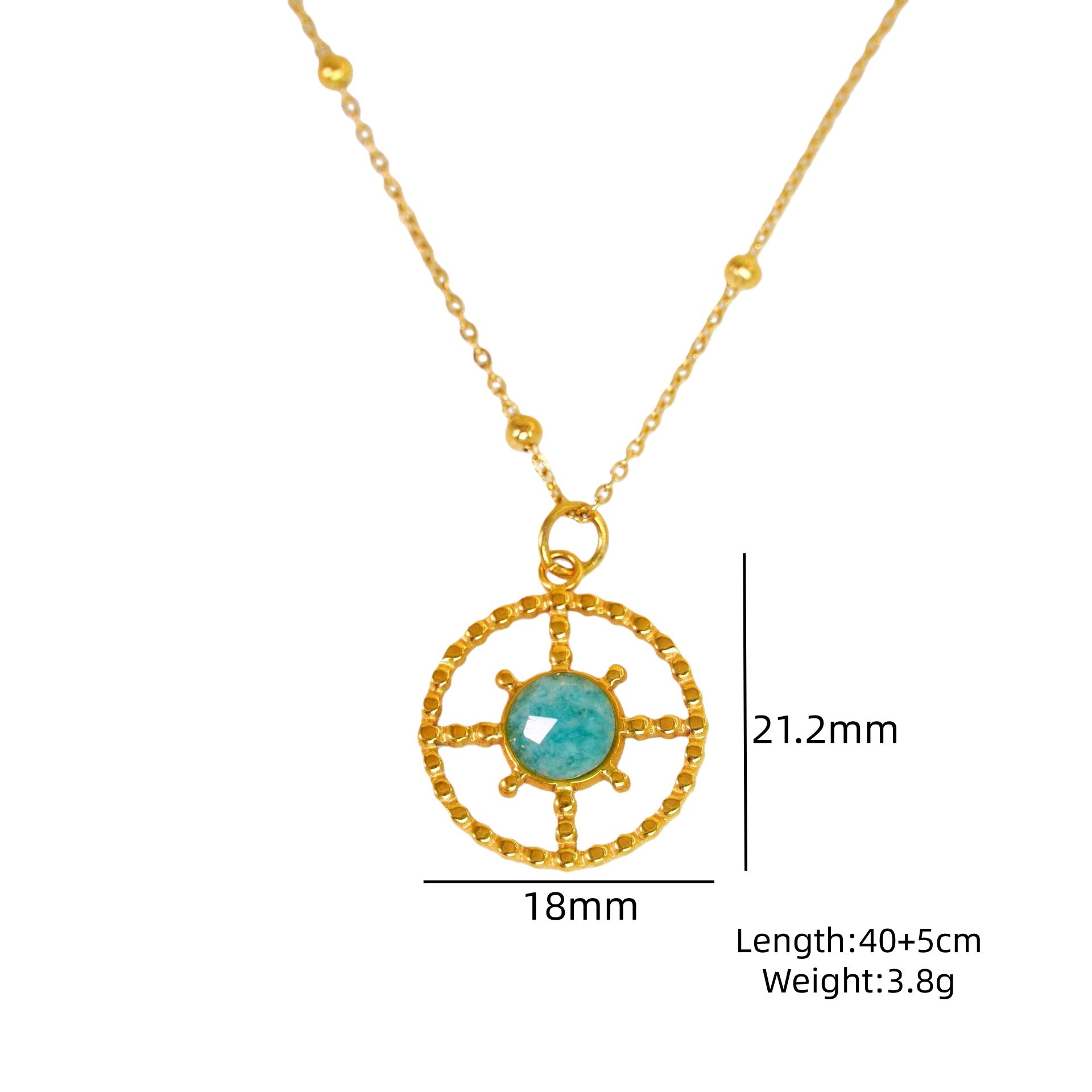Wholesale Light Luxury Blue Tianhe Stone 14K Gold Plated Titanium Steel Necklace,  Fashion Jewelry Accessory Gift