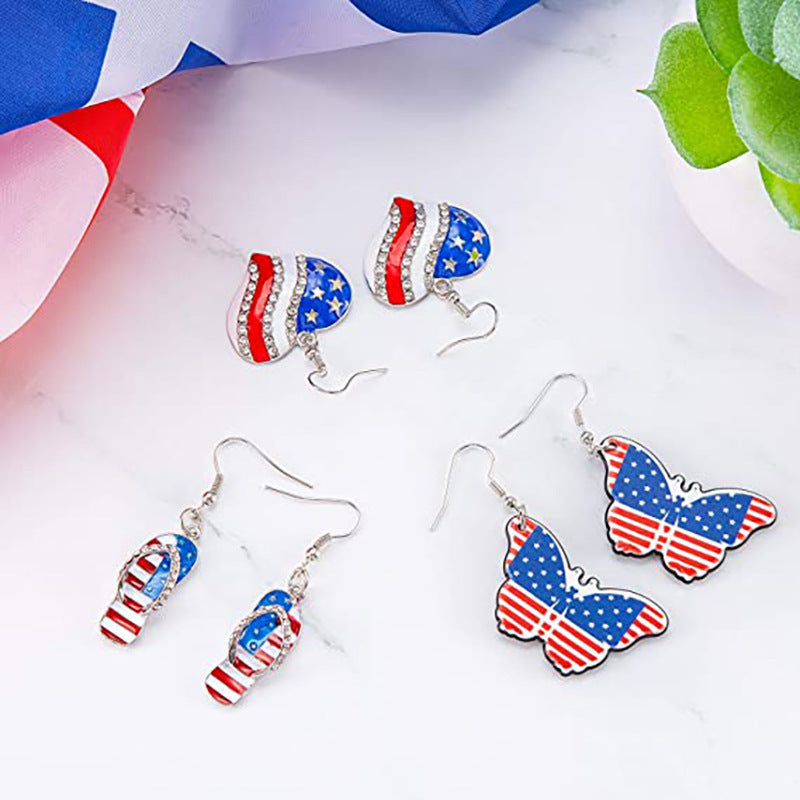 Wholesale  American Independence Day Earrings American Flag Earrings
