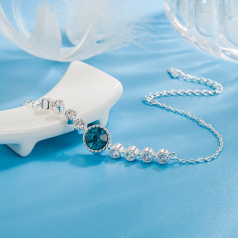 Wholesale New Heart of the Sea Bracelet Women' s Fashion All-match Swarovski Crystal Bracelet Student Girlfriend Jewelry Lover Gift