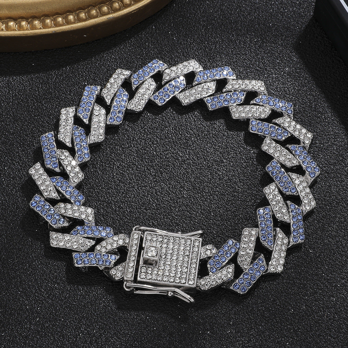 Wholesale Alloy Heavy-duty Full Diamond Cuban Chain Diamond-studded Men's Hip-hop Style Thick Necklace ACC-NE-MeiWeite002