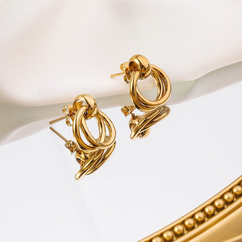 Wholesale Retro Circle Stainless Steel Earrings ACC-ES-RuiX008