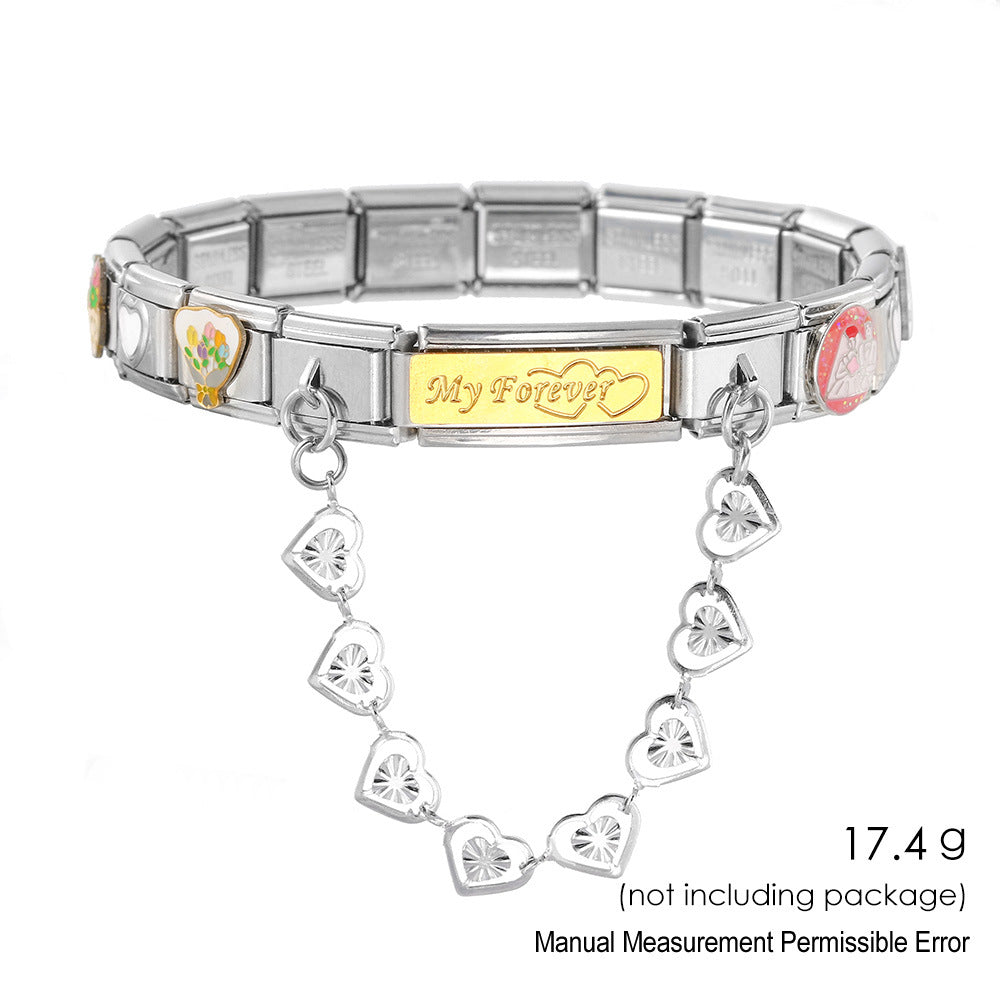 Wholesale Stainless Steel DIY Modular Bracelet Set Love Heart Design Wedding Jewelry Accessory For Boutique Resale
