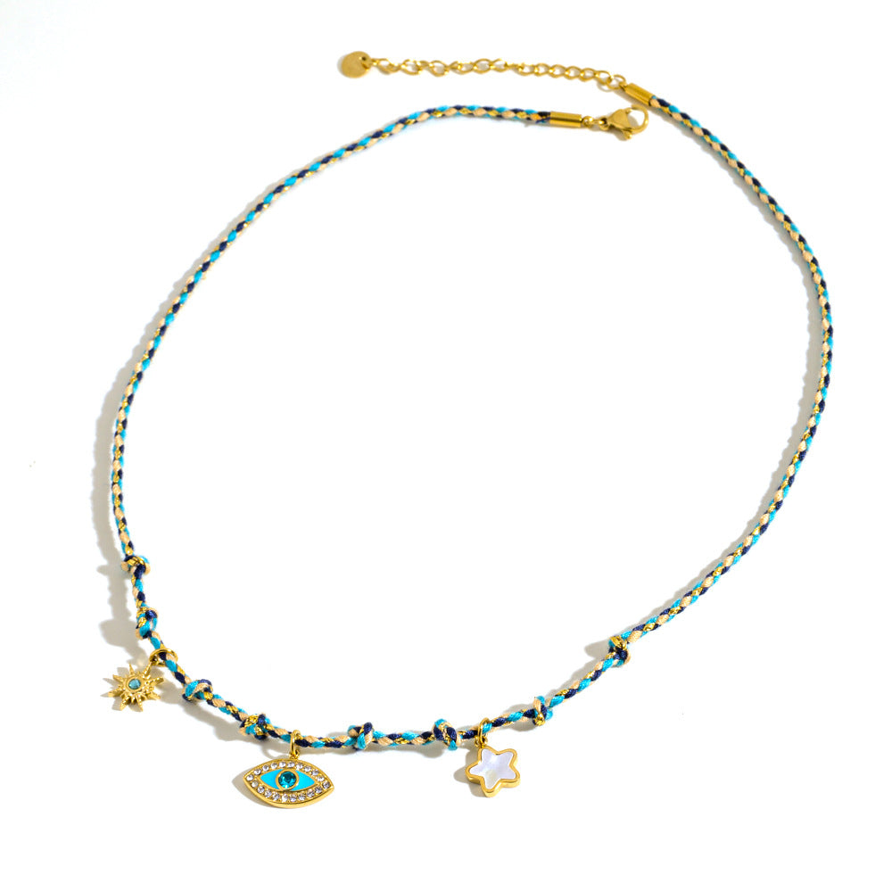 Wholesale retro stainless steel multi pendant ladies necklace