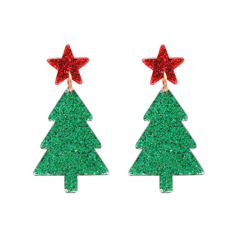 Wholesale Christmas Alloy Oil Drop Christmas Tree Snowflake Earrings ACC-ES-Bingl005