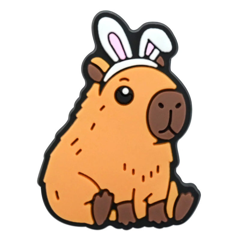 Wholesale   Random 100pcs Cute capybara PVC Soft Rubber Shoe Buckle Decoration