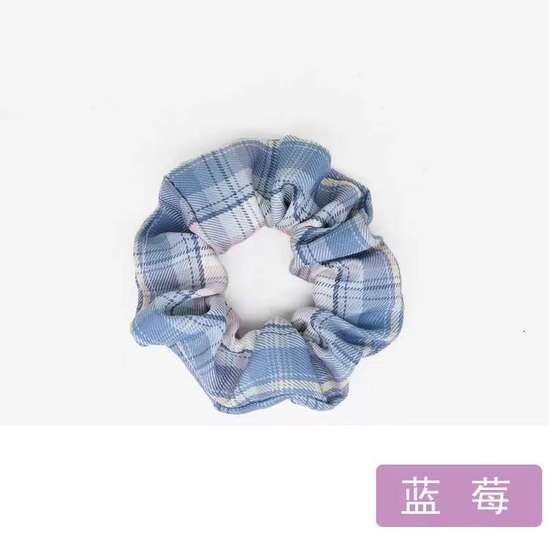 Wholesale Blue Plaid Hair Rope Floral Polka Dot Hair Ring Hair Scrunchies ACC-HS-Weim003
