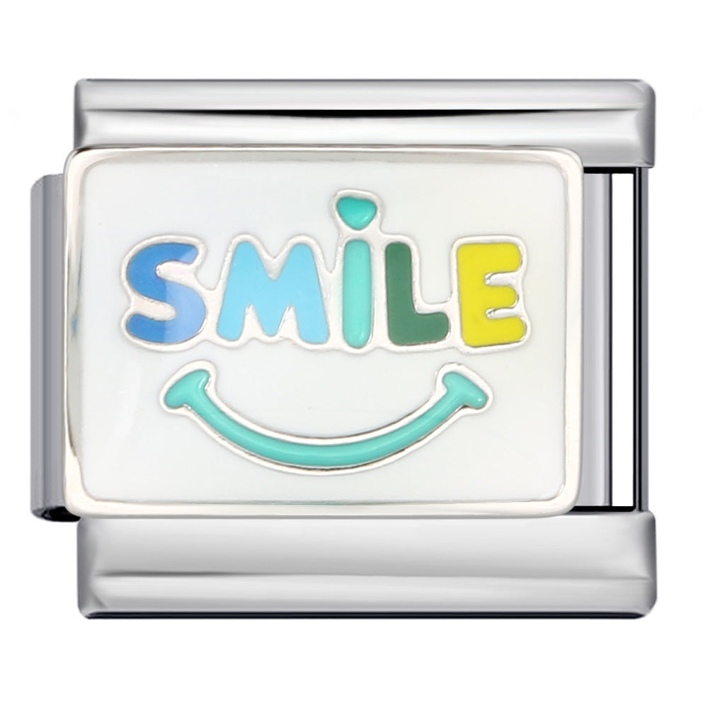 Wholesale Italian Charm Bracelet DIY Welding Oil Dropping Stainless Steel Composable Bracelet