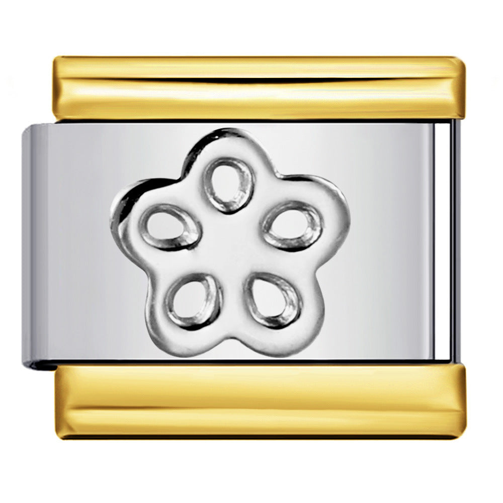 Wholesale  Italian Charm Bracelet 9mm DIY Gold and silver stamping Creative Stainless Steel Composable Bracelet