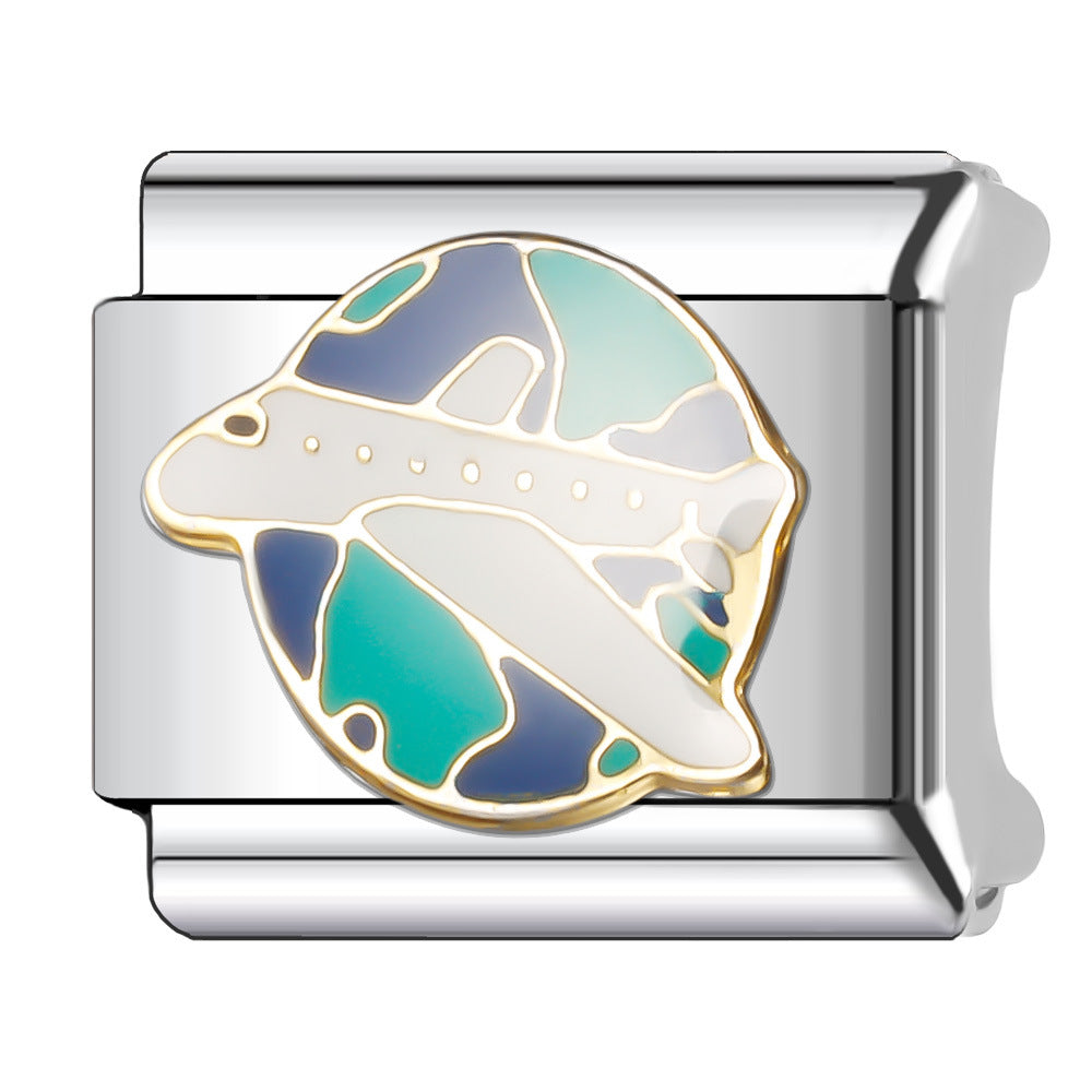 Wholesale Italian Charm Bracelet 9mm DIY Splicing Creative Pattern Stainless Steel Composable Bracelet