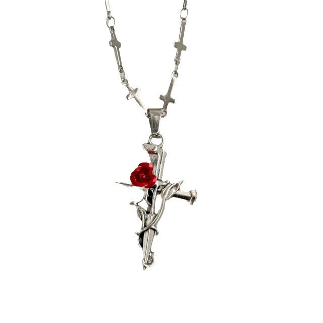 Wholesale Gothic Rose Cross Necklace