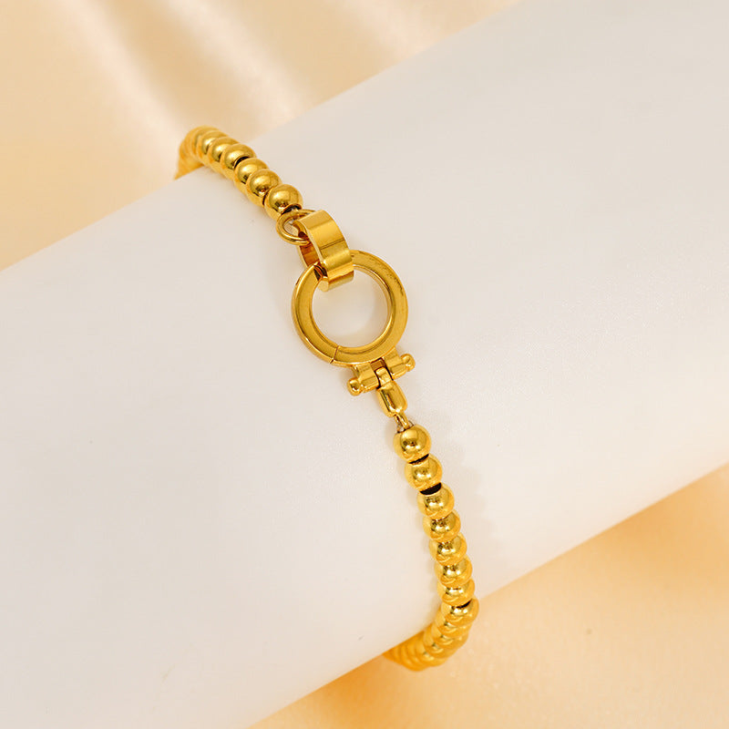 Wholesale Beaded bracelet jewelry stainless steel plated 18K real gold bracelet