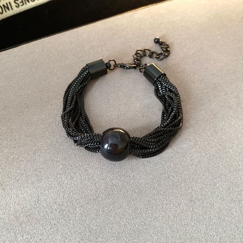 Wholesale Electroplated Metal Multi-Layer Chain Ball Bracelet - European American Style Chic Women' s Jewelry