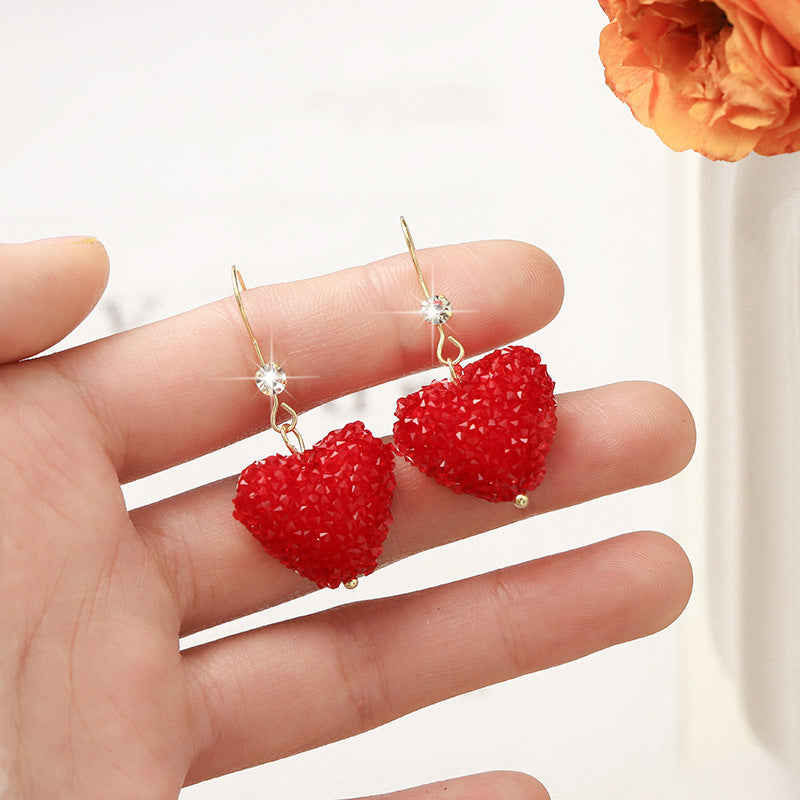 Wholesale European Style Heart Earrings with Diamond Accents Party Wear Gift Fashion Accessory
