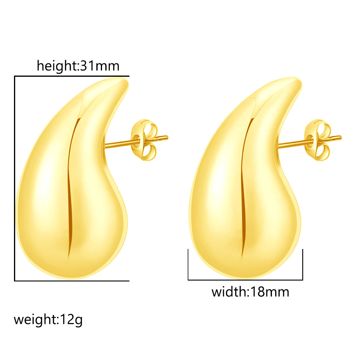 Wholesale Extra Large Teardrop Hollow Stainless Steel Earrings Gold Plated Fashion Accessory for Boutique Resale